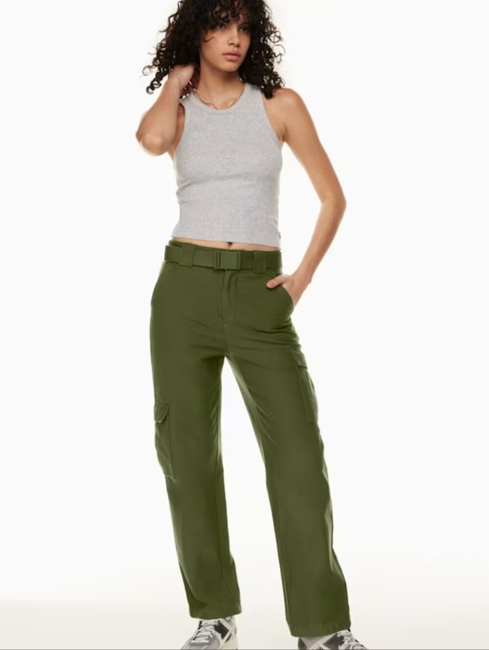 Aritzia TNA Cadet Cargo Pant High Rise Olive Utility Webbing Belt 100% Cotton S - Picture 4 of 13
